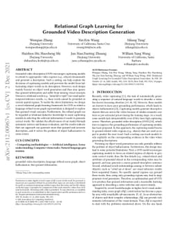 Relational Graph Learning for Grounded Video Description Generation