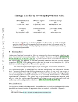 Editing a classifier by rewriting its prediction rules