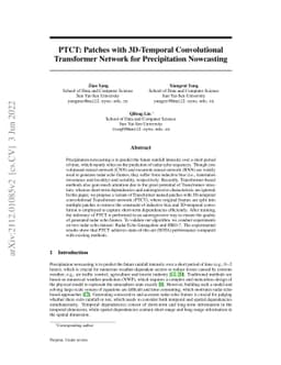 PTCT: Patches with 3D-Temporal Convolutional Transformer Network for
  Precipitation Nowcasting