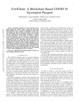 CoviChain: A Blockchain Based COVID-19 Vaccination Passport