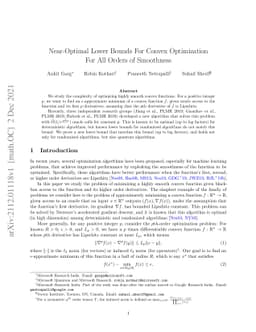 Near-Optimal Lower Bounds For Convex Optimization For All Orders of
  Smoothness