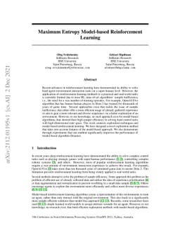 Maximum Entropy Model-based Reinforcement Learning