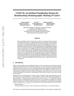 CSAW-M: An Ordinal Classification Dataset for Benchmarking Mammographic
  Masking of Cancer