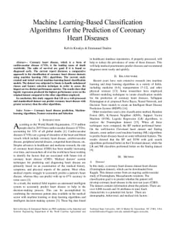 Machine Learning-Based Classification Algorithms for the Prediction of
  Coronary Heart Diseases