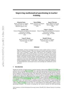 Improving mathematical questioning in teacher training