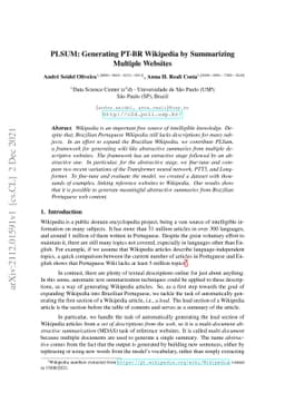 PLSUM: Generating PT-BR Wikipedia by Summarizing Multiple Websites
