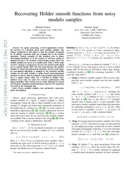 Recovering Hölder smooth functions from noisy modulo samples
