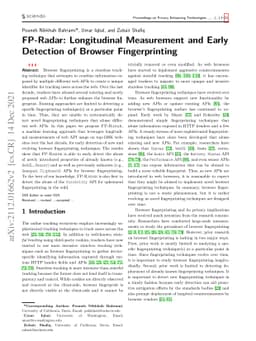 FP-Radar: Longitudinal Measurement and Early Detection of Browser
  Fingerprinting