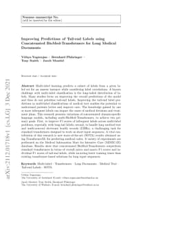 Improving Predictions of Tail-end Labels using Concatenated
  BioMed-Transformers for Long Medical Documents