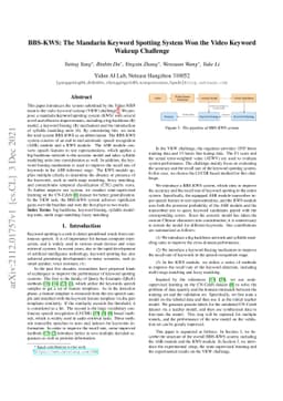 BBS-KWS:The Mandarin Keyword Spotting System Won the Video Keyword
  Wakeup Challenge