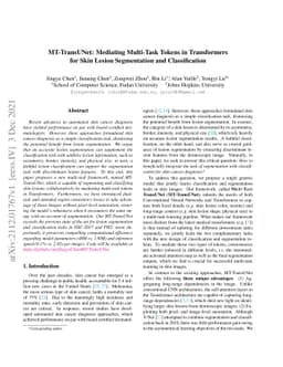 MT-TransUNet: Mediating Multi-Task Tokens in Transformers for Skin
  Lesion Segmentation and Classification