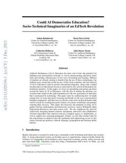 Could AI Democratise Education? Socio-Technical Imaginaries of an EdTech
  Revolution