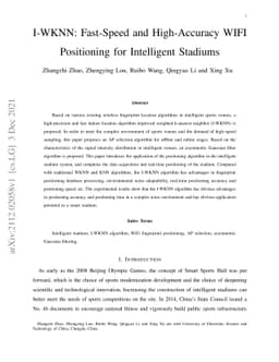 I-WKNN: Fast-Speed and High-Accuracy WIFI Positioning for Intelligent
  Stadiums