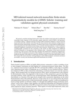 MD-inferred neural network monoclinic finite-strain hyperelasticity
  models for $β$-HMX: Sobolev training and validation against physical
  constraints