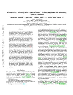 TransBoost: A Boosting-Tree Kernel Transfer Learning Algorithm for
  Improving Financial Inclusion