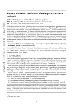 Towards automated verification of multi-party consensus protocols