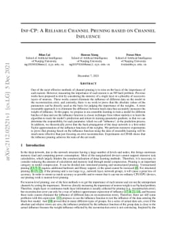 Inf-CP: A Reliable Channel Pruning based on Channel Influence