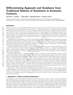Differentiating Approach and Avoidance from Traditional Notions of
  Sentiment in Economic Contexts