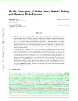 On the Convergence of Shallow Neural Network Training with Randomly
  Masked Neurons