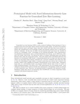 Prototypical Model with Novel Information-theoretic Loss Function for
  Generalized Zero Shot Learning