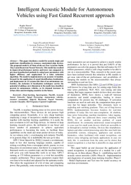 Intelligent Acoustic Module for Autonomous Vehicles using Fast Gated
  Recurrent approach