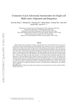 Contrastive Cycle Adversarial Autoencoders for Single-cell Multi-omics
  Alignment and Integration