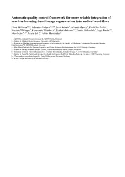 Automatic quality control framework for more reliable integration of
  machine learning-based image segmentation into medical workflows
