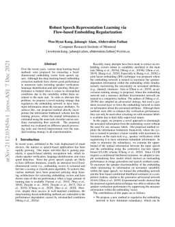 Robust Speech Representation Learning via Flow-based Embedding
  Regularization
