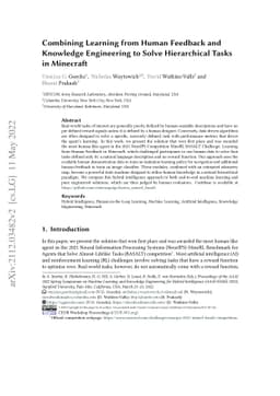 Combining Learning from Human Feedback and Knowledge Engineering to
  Solve Hierarchical Tasks in Minecraft