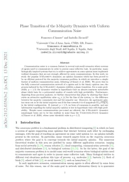 Phase Transition of the 3-Majority Dynamics with Uniform Communication
  Noise