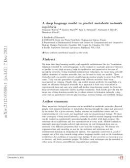 A deep language model to predict metabolic network equilibria