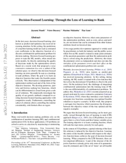 Decision-Focused Learning: Through the Lens of Learning to Rank