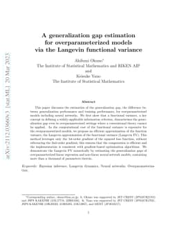 A generalization gap estimation for overparameterized models via the
  Langevin functional variance
