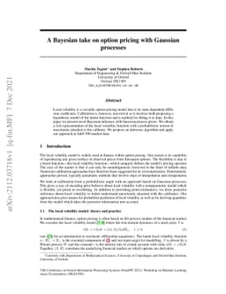 A Bayesian take on option pricing with Gaussian processes