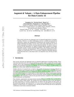 Augment & Valuate : A Data Enhancement Pipeline for Data-Centric AI