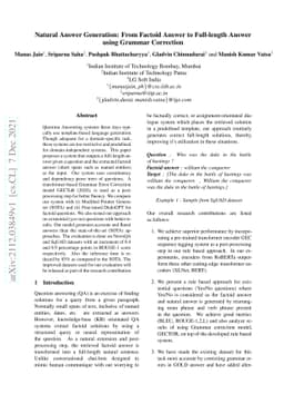 Natural Answer Generation: From Factoid Answer to Full-length Answer
  using Grammar Correction