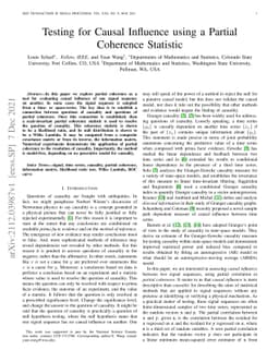 Testing for Causal Influence using a Partial Coherence Statistic