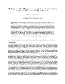 The Origin and Value of Disagreement Among Data Labelers: A Case Study
  of the Individual Difference in Hate Speech Annotation