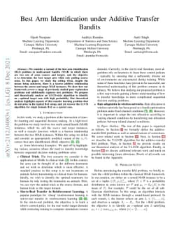 Best Arm Identification under Additive Transfer Bandits