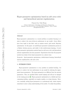 Hyper-parameter optimization based on soft actor critic and hierarchical
  mixture regularization