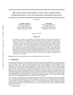 Reverse image filtering using total derivative approximation and
  accelerated gradient descent