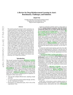 A Review for Deep Reinforcement Learning in Atari:Benchmarks,
  Challenges, and Solutions