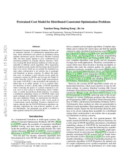 Pretrained Cost Model for Distributed Constraint Optimization Problems