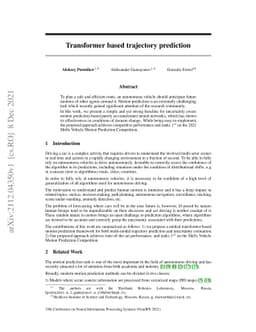Transformer based trajectory prediction