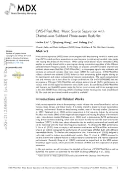 CWS-PResUNet: Music Source Separation with Channel-wise Subband
  Phase-aware ResUNet