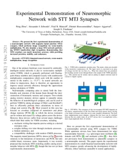 Experimental Demonstration of Neuromorphic Network with STT MTJ Synapses