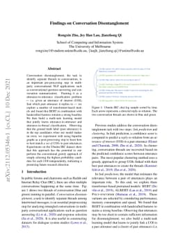 Findings on Conversation Disentanglement