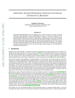 Efficient Action Poisoning Attacks on Linear Contextual Bandits
