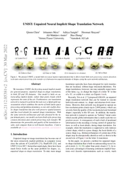 UNIST: Unpaired Neural Implicit Shape Translation Network