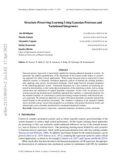 Structure-Preserving Learning Using Gaussian Processes and Variational
  Integrators